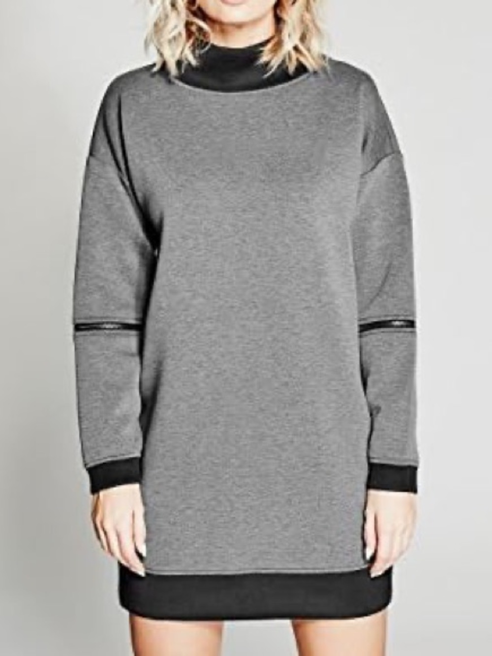 Marciano Grey Sweatshirt Mini Dress with Black Trim